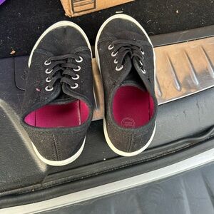 Black Canvas Sneakers with White Soles